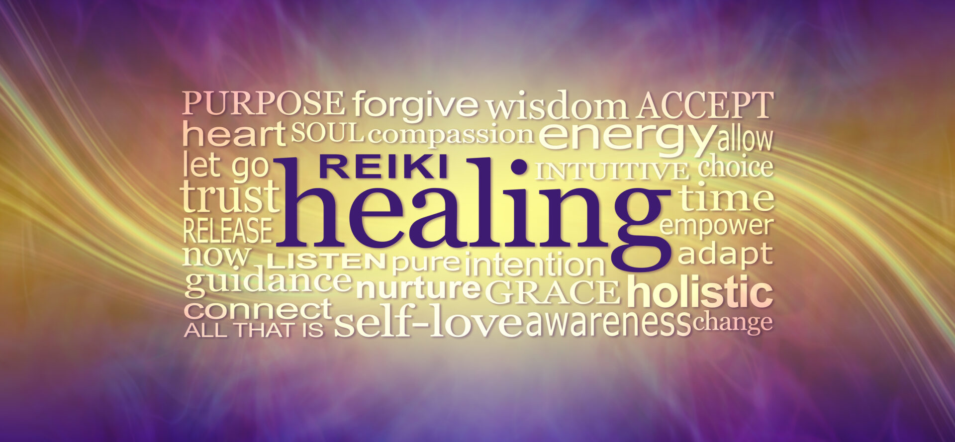 Reiki Healing Words Wall Art Banner